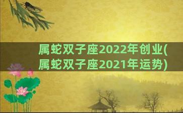 属蛇双子座2022年创业(属蛇双子座2021年运势)