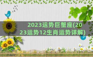 2023运势巨蟹座(2023运势12生肖运势详解)