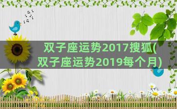 双子座运势2017搜狐(双子座运势2019每个月)