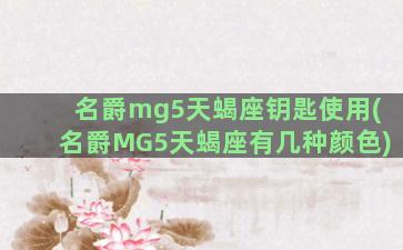名爵mg5天蝎座钥匙使用(名爵MG5天蝎座有几种颜色)