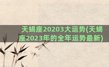 天蝎座20203大运势(天蝎座2023年的全年运势最新)