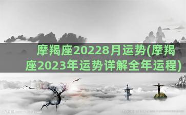 摩羯座20228月运势(摩羯座2023年运势详解全年运程)